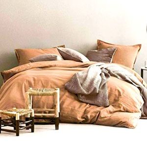California King Linen Duvet cover and 2 shams in Copper Dust